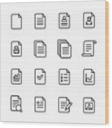 Document Line Icons. Editable Stroke. Pixel Perfect. For Mobile And Web. Contains Such Icons As Document, File, Communication, Resume, File Search. Wood Print