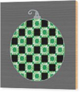 Green And Silver Christmas Ornament Wood Print