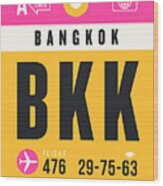 Luggage Tag A - Bkk Bangkok Thailand Wood Print