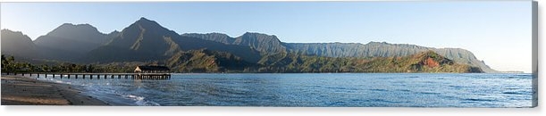 Wide panorama of Hanalei Bay sold as a canvas print on Fine Art America