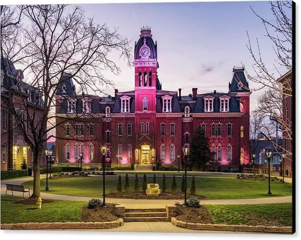 Sale of a canvas print of the historic Woodburn Hall at West Virginia University